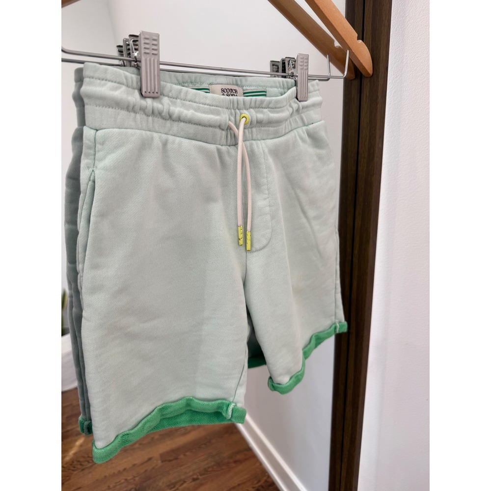 Scotch & Soda Kids Seafoam Green Pool Position Graphic Sweat Shorts Size 8 128